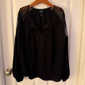 Daytrip Black Lace Mesh Blouse Small Buckle